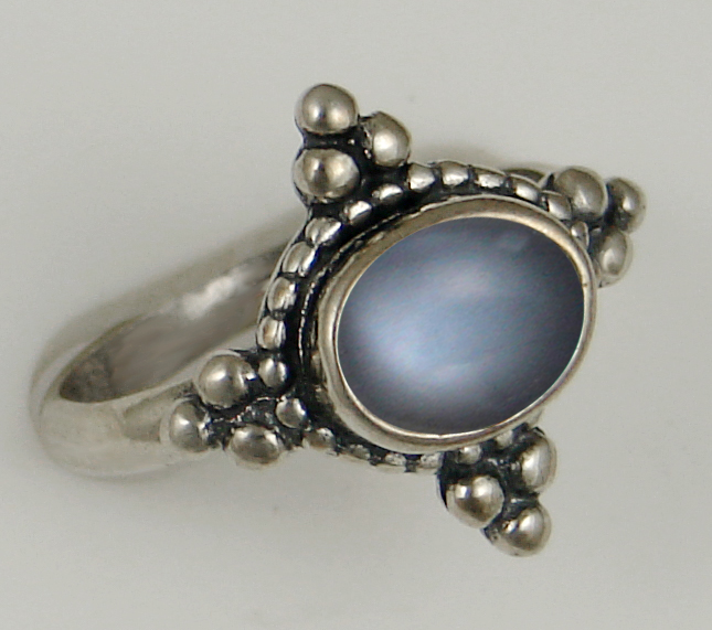 Sterling Silver Gemstone Ring With Grey Moonstone Size 7